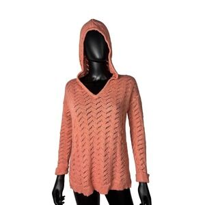 Naturale Reflections Women's Knit Hooded Sweater Salmon Orange S
